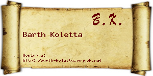 Barth Koletta névjegykártya